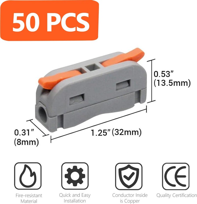 UOHGDPY 50 Pcs Mini Lever Wire Connectors, 1 in 1 Out DIY Mini Splicing,Compact Wire Connectors Splicing Connectors for Circuit Inline 28-12 AWG - Image 2